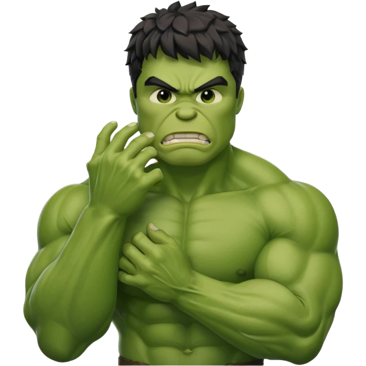 Create a man in a Hulk costume with a face palm emoji