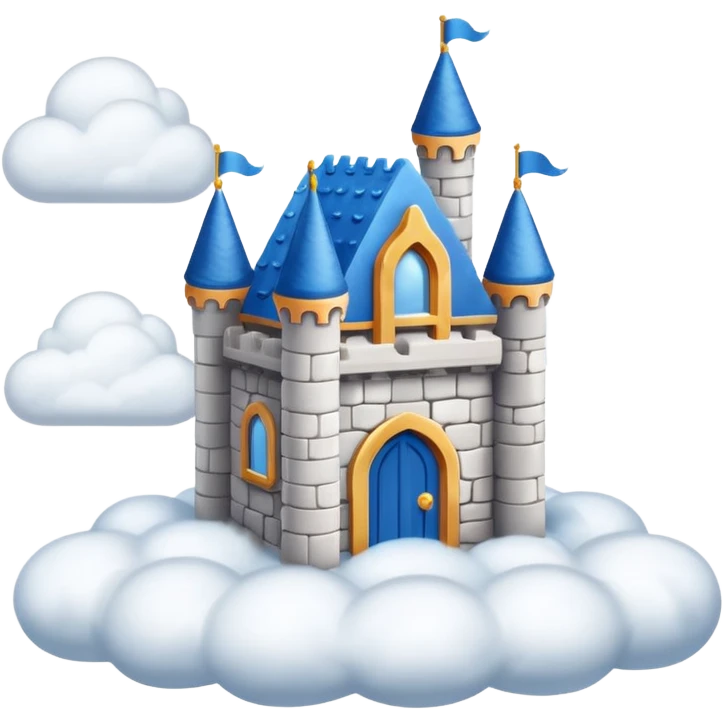 Cloud Castle – White castle resting on fluffy clouds emoji