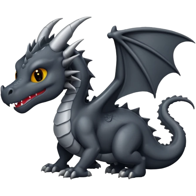 a minimalistic simple dark gray dragon emoji