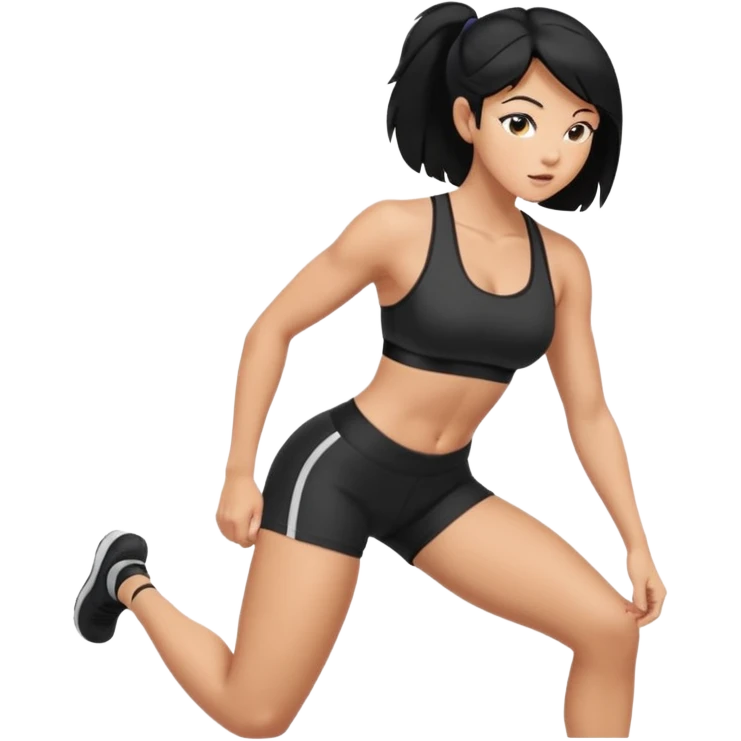 Tan woman with black hair pushing butt outward bent at waist emoji