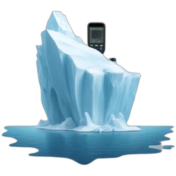 Iceberg with a hand-held walkie-talkie emoji