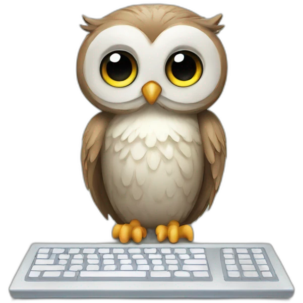 baby owl with computer emoji
