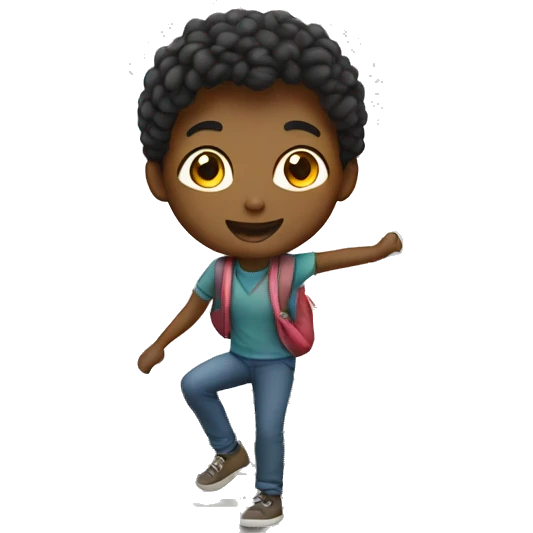 a white-skin student making a step downstairs emoji