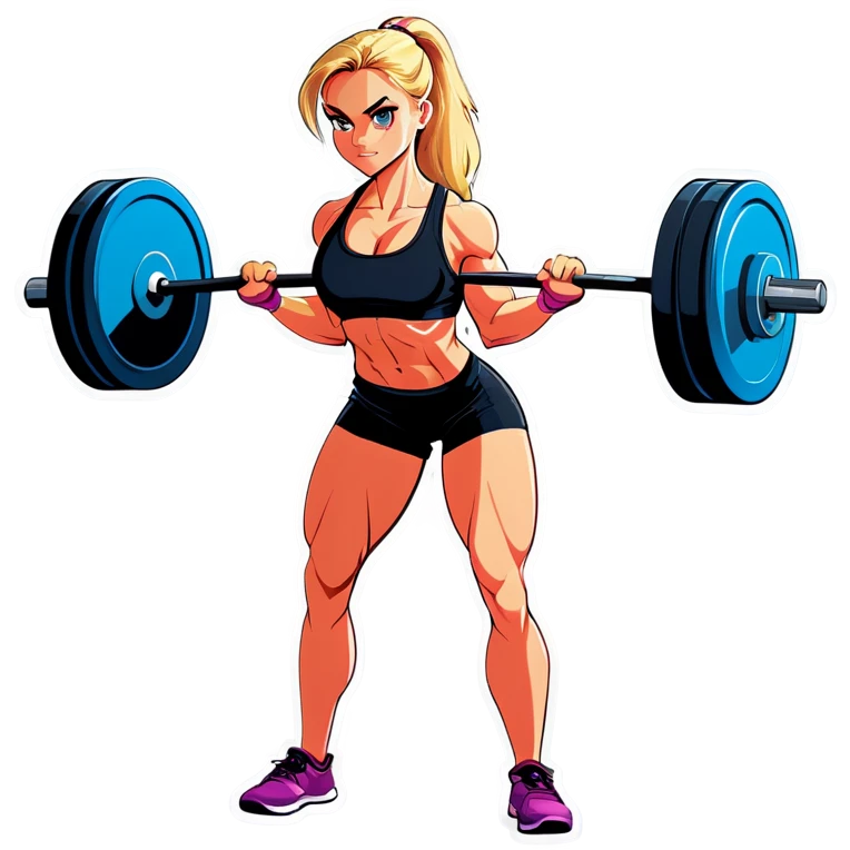 Blonde girl deadlifting 315 emoji