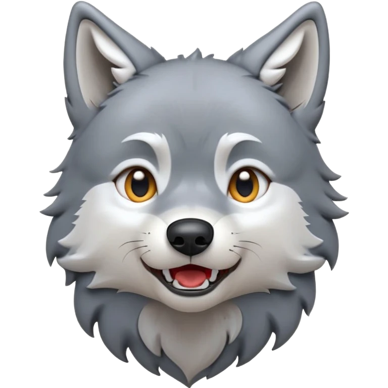 cinematic-cute-howling-wolf-portrait-emoji,-head-tilted-slightly-with-a-dramatic,-wide-open-howl,-showcasing-a-smooth-grey-and-white-fur-with-drooping-ears,-round-eyes-barely-open-in-drowsy-contentment,-simplified-yet-irresistibly-adorable zoomed out showing shoulders emoji