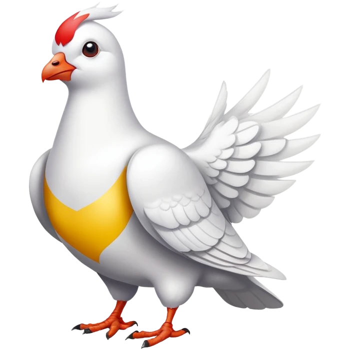 white pigeon wearing Flash costume emoji