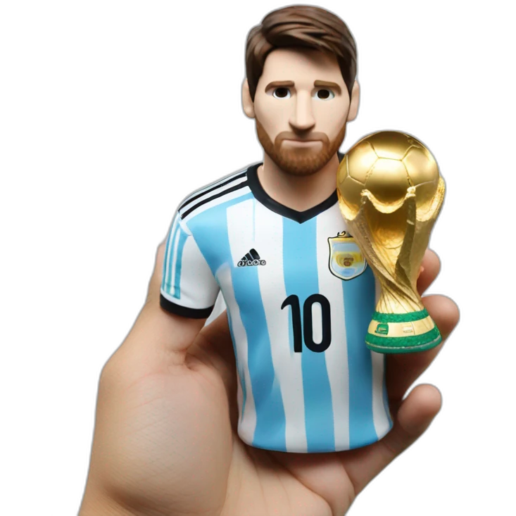 Messi holding world cup argentina jersey emoji