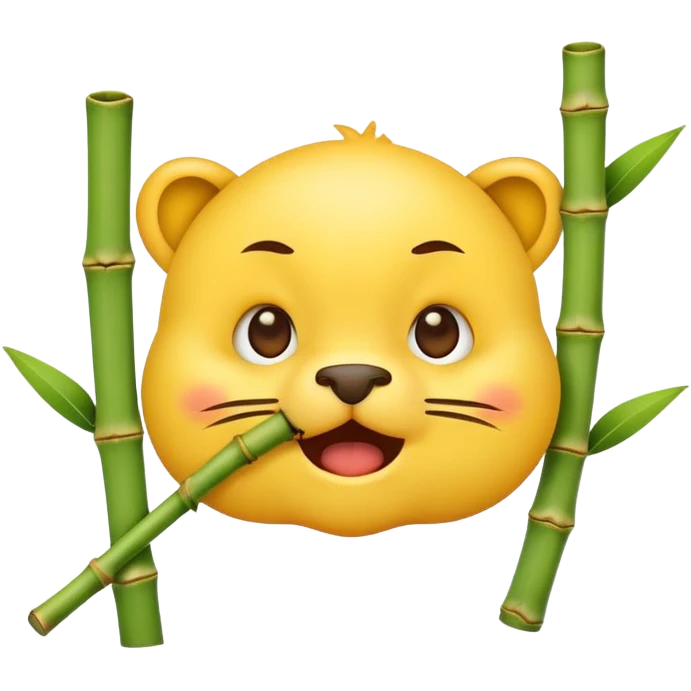 cute emoji face with determined expression biting bamboo muzzle emoji