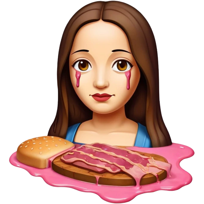  SPAM meat melted pink dripping sauce Monalisa emoji