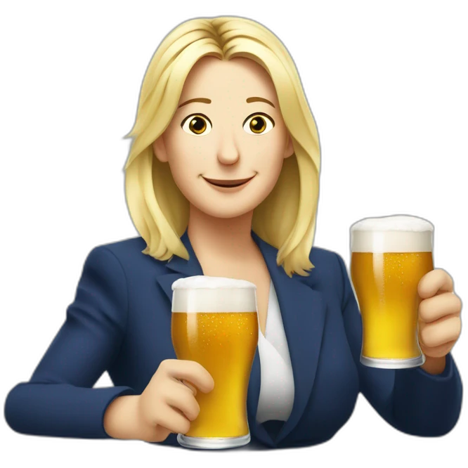 Marine lepen avec une bière emoji