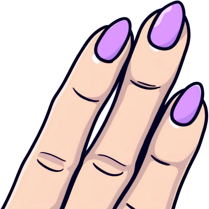 lilac pastel manicure with almond-shaped nails emoji