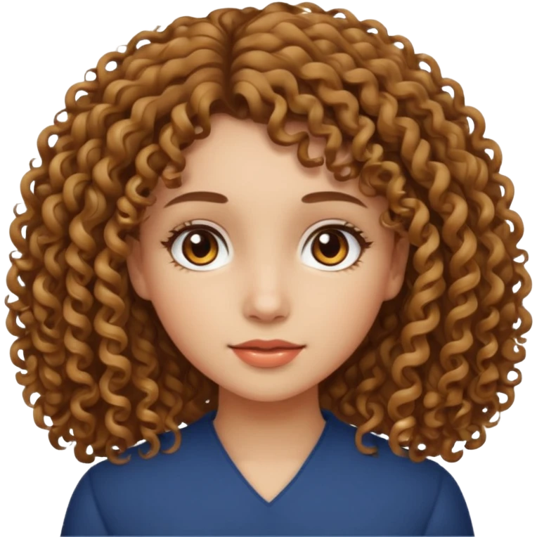 A girl with medium-length, curly hair that is not too voluminous.  emoji