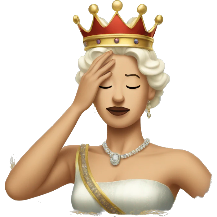 A queen doing a facepalm emoji