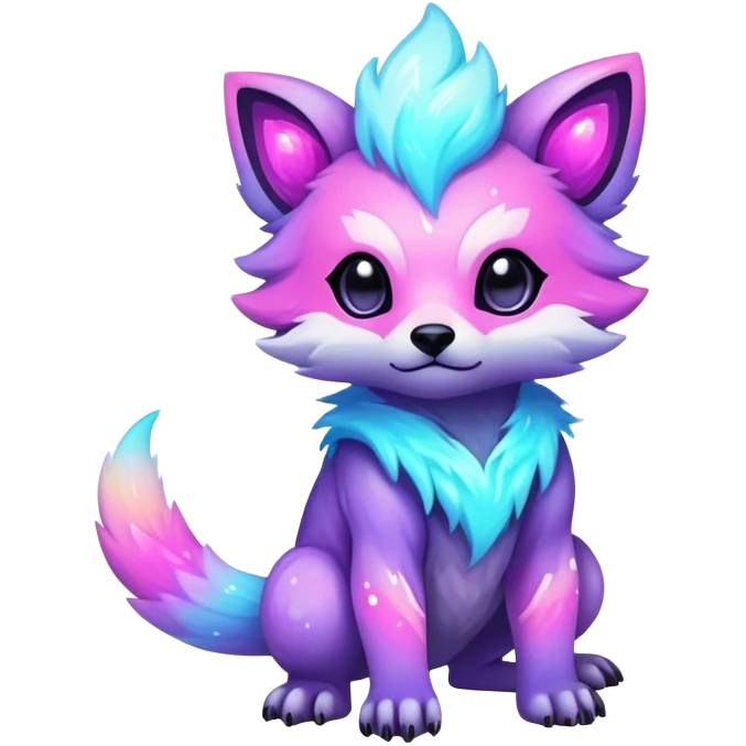 Epic Edgy Cute Colorful Vibrant Sparkly  Shony Pastel Nebula Modern Vernid-Protogen-creature-animal, full body emoji