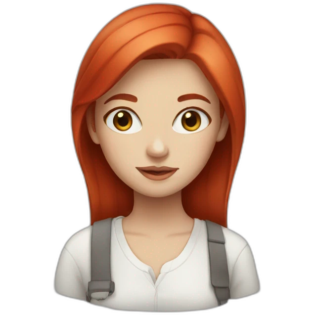 Girl artist with red head and blue eyes emoji