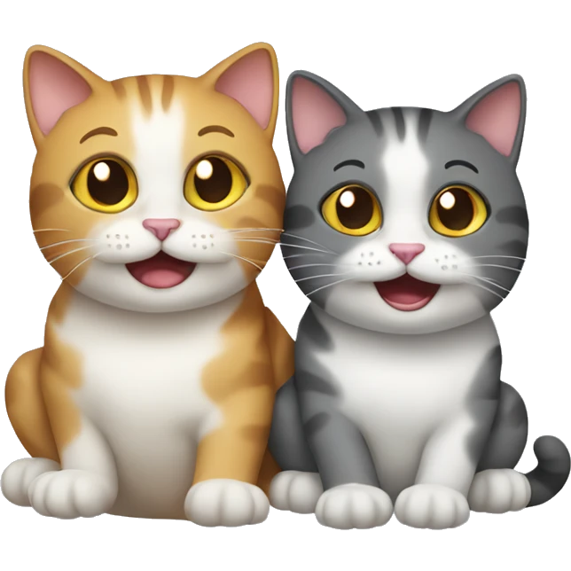 two happy cat emoji