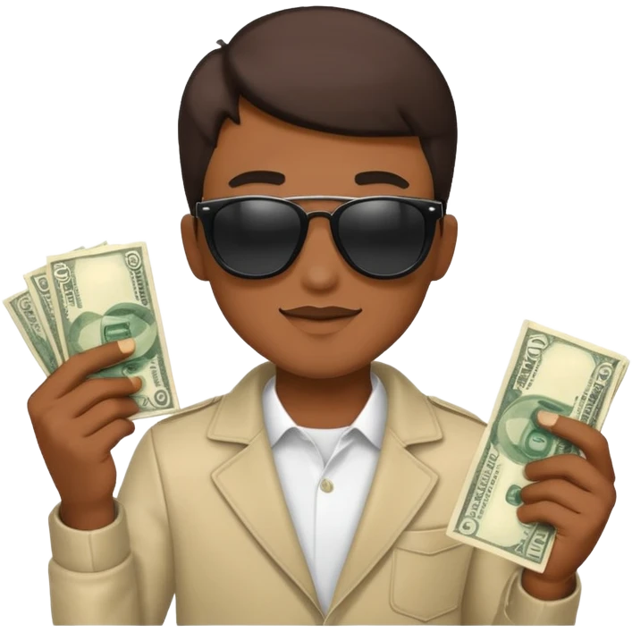 cool guy wearing sunglasses person holding money  emoji