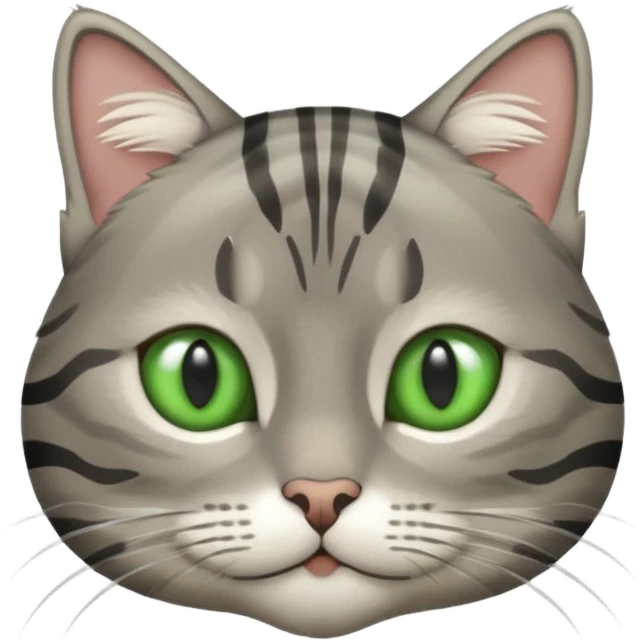 A high-resolution photo-realistic digital illustration of a grey tabby cat, chest upward emoji
