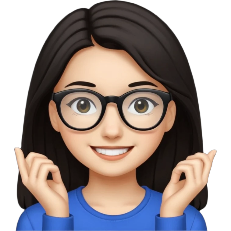 ragazzina di 16 anni mora capelli lunghi con occhiali neri emoji