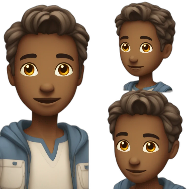 un garçon des dos, en face d'un magnifique coucher de soleil emoji