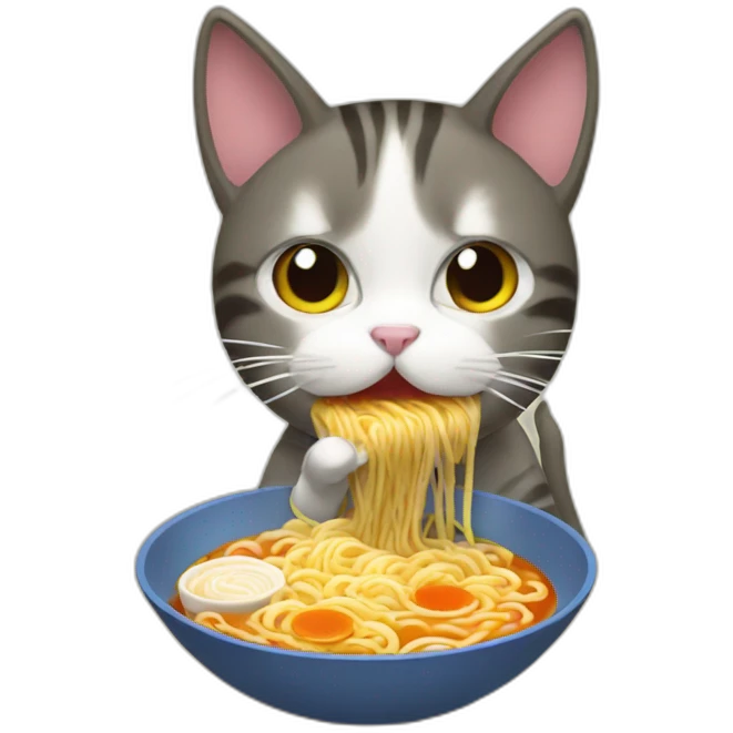 cat eating ramen emoji