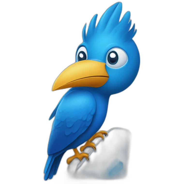 Blue bird on the Elon musk’s shoulder emoji