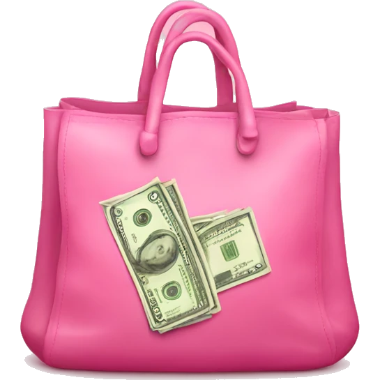 pink bag with money emoji