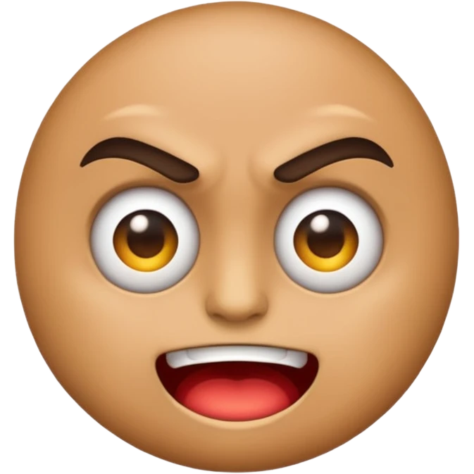 A simple emoji that is half angry and half kind and happy. emoji