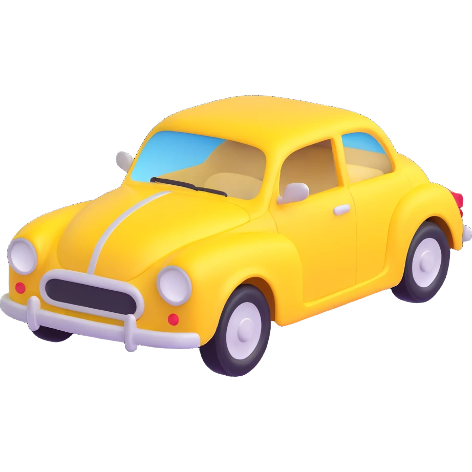 yellow car, 3D style emoji