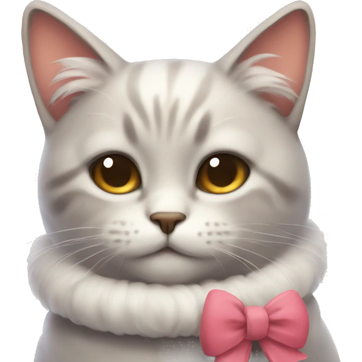 cozy cat with a cute bow  emoji