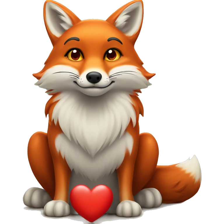 deep lush red fox face with tiny red heart instead of eyes emoji