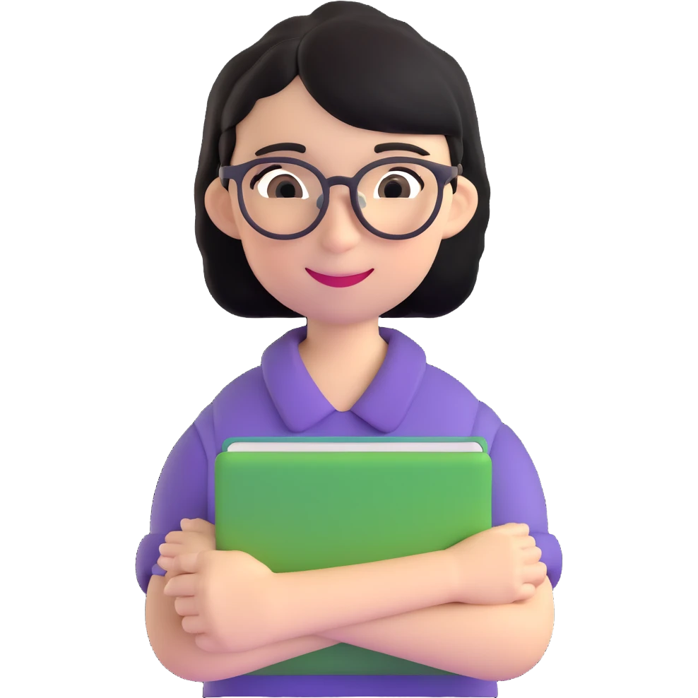 chica con pelo negro corto por los hombros, gafas y sonrisa emoji