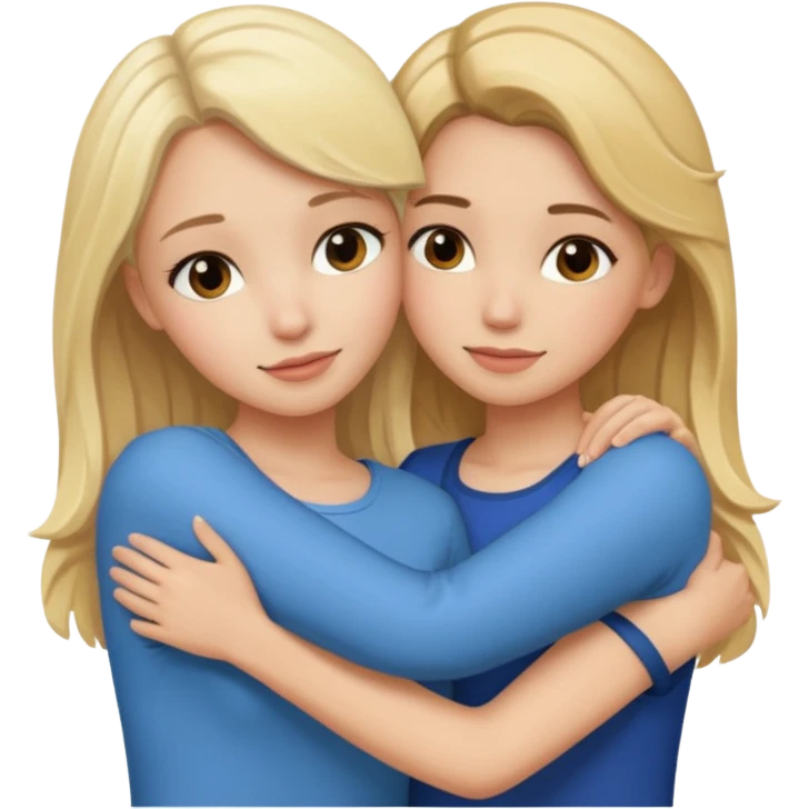 Two girls hugging one blonde one brunette emoji