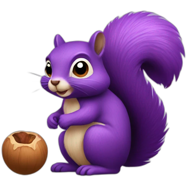 purple squirrel with purple nut emoji