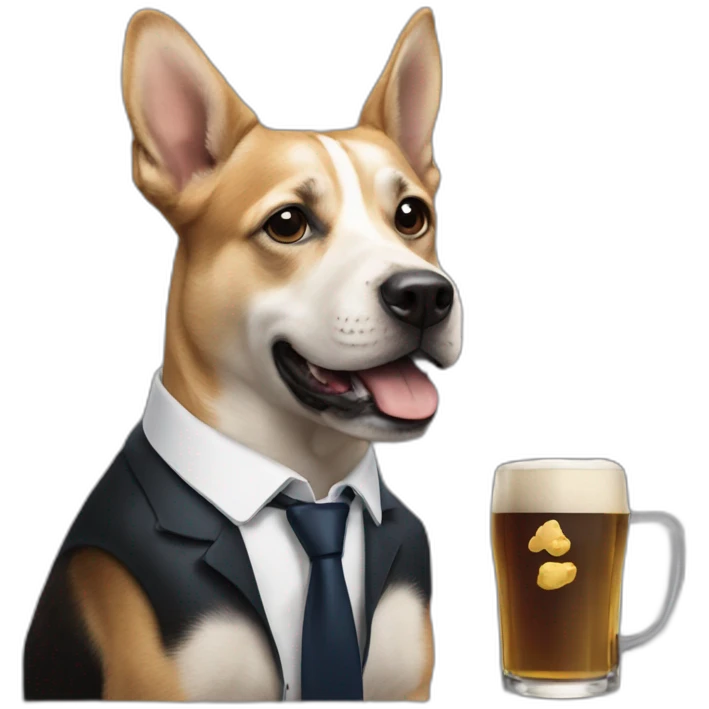 Macron sur un chien avec une pinte de bière à la main emoji
