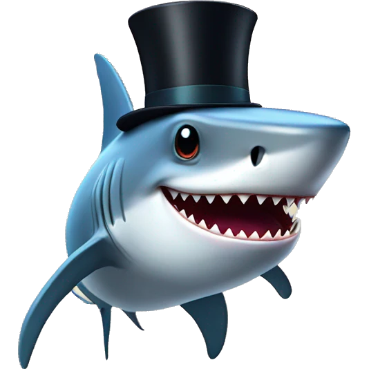Shark with a top hat emoji