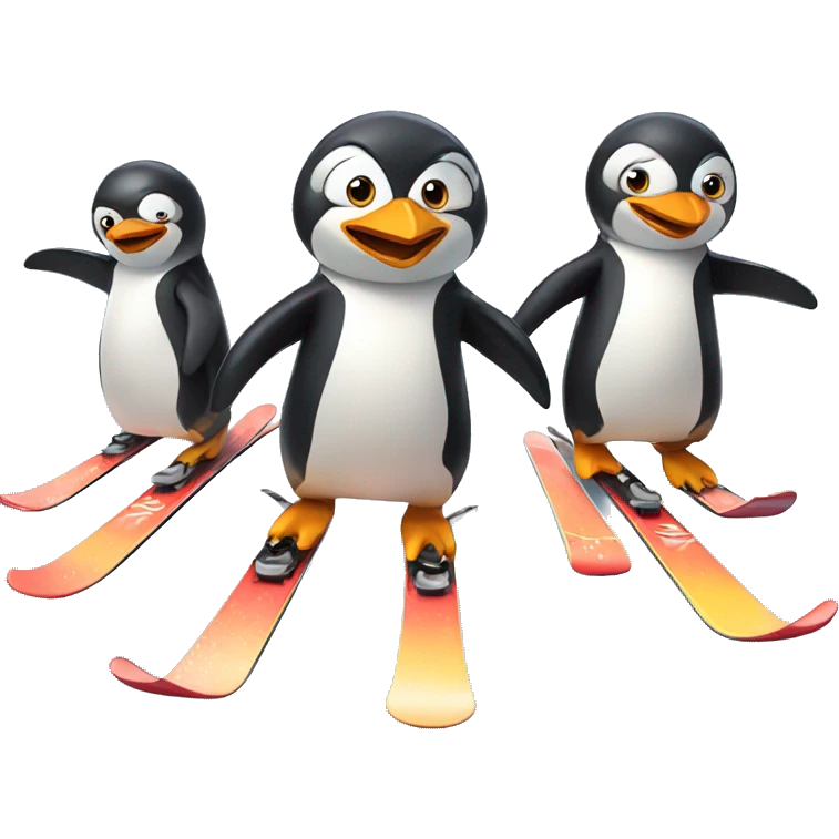 Skiing penguins emoji