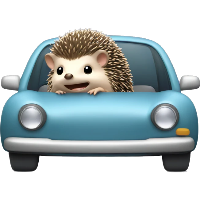 hedgehog driving a car emoji