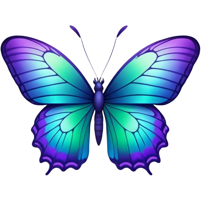 Gradient iridescent purple indigo blue cyan green butterfly emoji