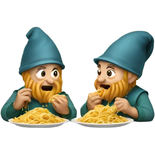 Two dwarves eating pasta emoji
