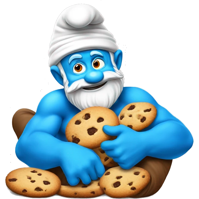 Papa smurf eating a cookies emoji