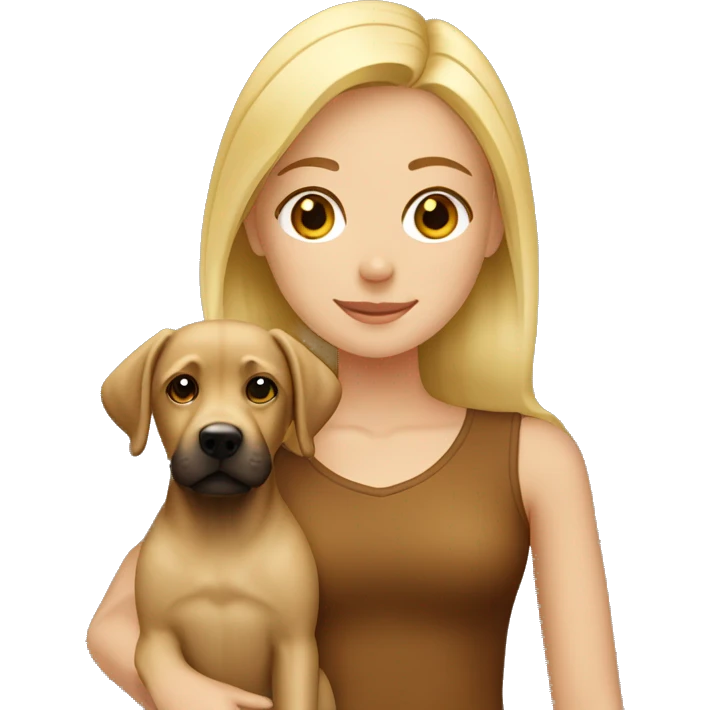 Blonde girl with brown Labrador emoji