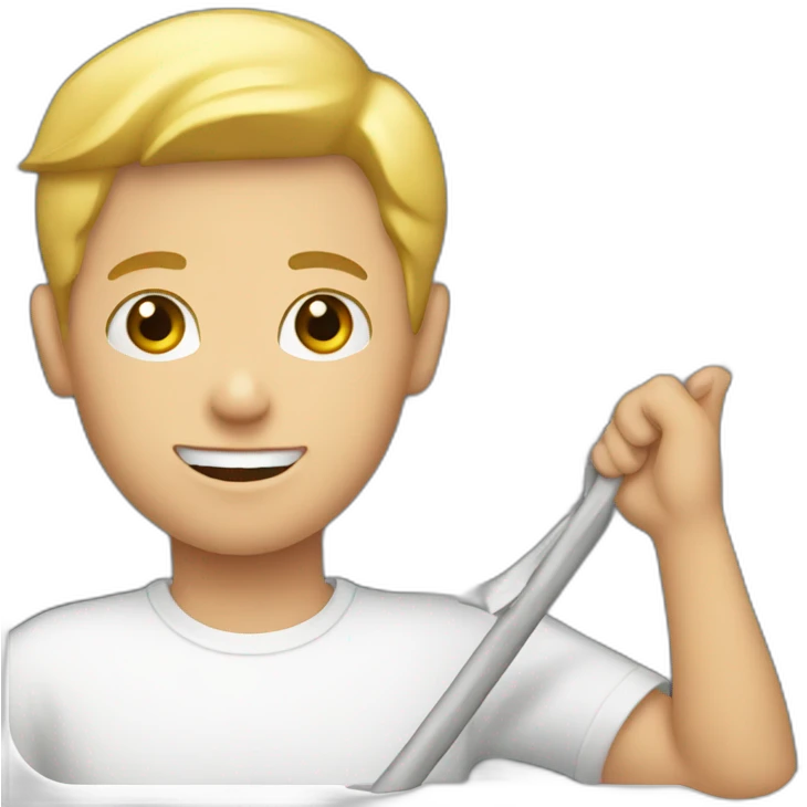 white kid holding a rake emoji