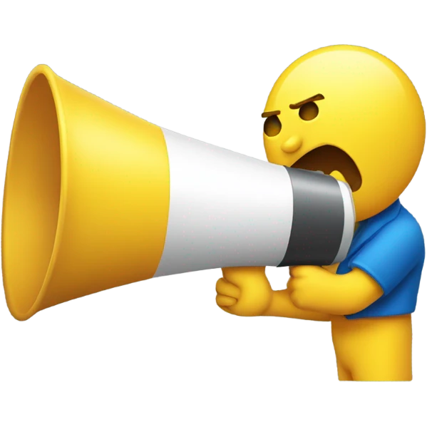 Yellow guy using megaphone emoji