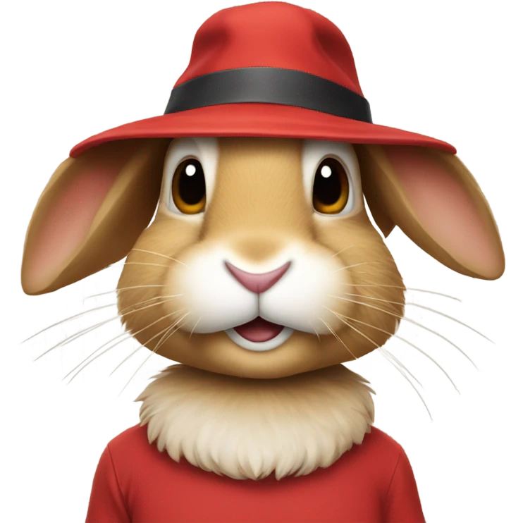 mid-age specialist rabbit with hat in red t-shirt emoji