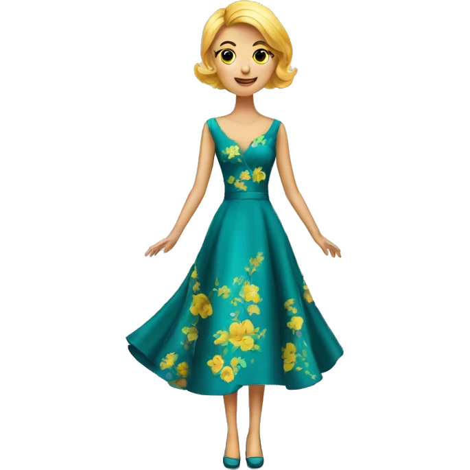 An emoji of a stylish dress, typically elegant and suitable for special occasions, with a vibrant color and flowing design emoji