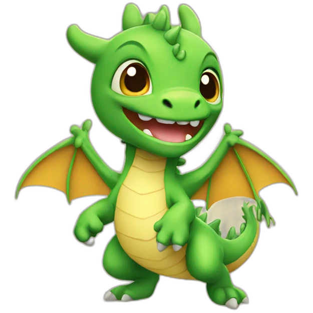 Cute baby dragon, dancing emoji