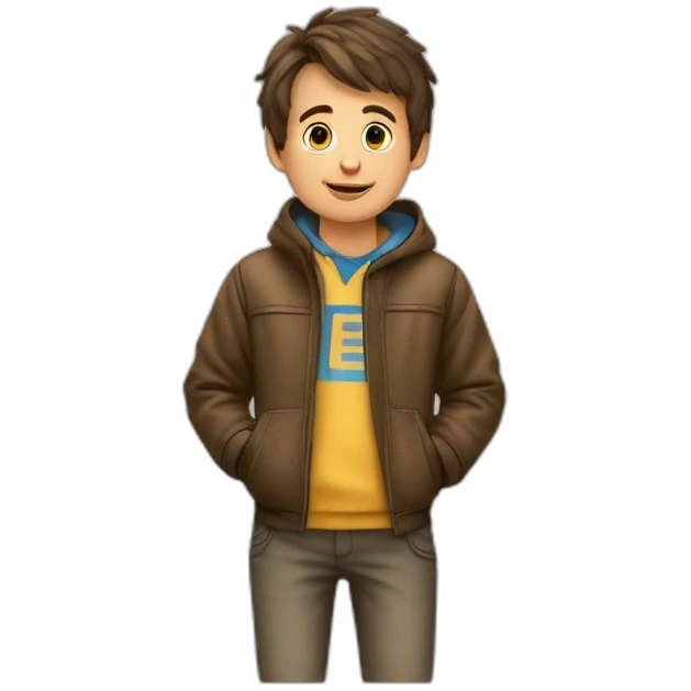 Un garçon sur la tête d'un ours emoji