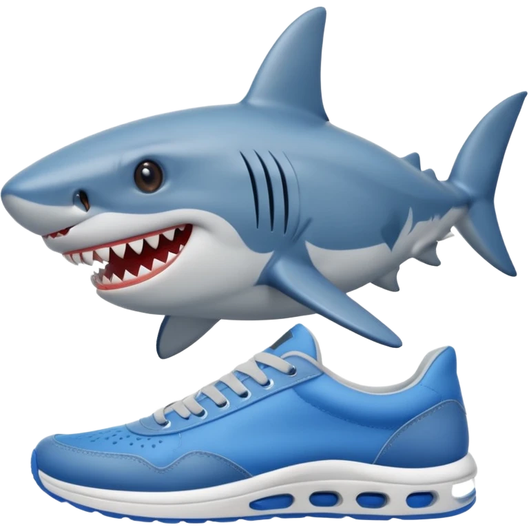 smiling shark wearing blue sneakers emoji