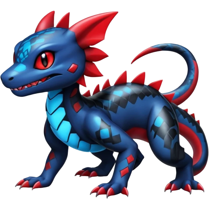Cute Shiny Guilmon-Salandit-Umbreon-Fakémon-hybrid-creature (full body)  emoji